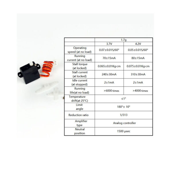AEO RC Micro 1.7g Analog Servo for RC Airplane RC P5K6 - Image 2