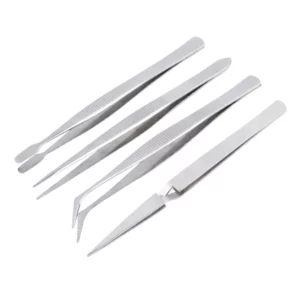 Steel Tweezer Silver 4PCS/SET