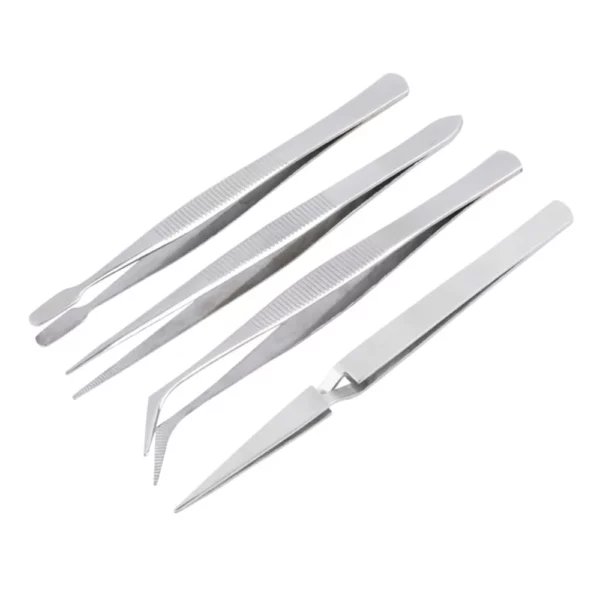 Steel Tweezer Silver 4PCS/SET